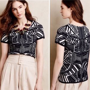 {Anthropologie} Moth Jacquard Tribal Top